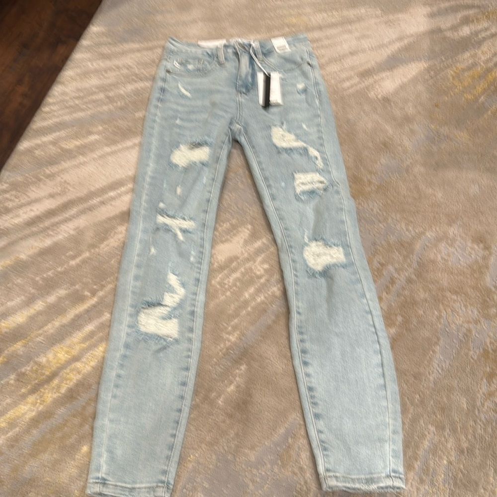 Judy blue High waisted‎ skinny fit jeans size 24 light wash distressed brand new